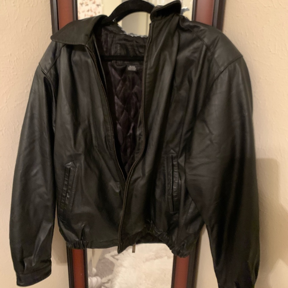 Black Leather Bomber Jacket